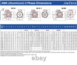 1.563AMTAB14IE3 Three Phase Electric Motor 1.5kW 6 Pole B14 Aluminium IE3