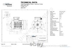 1.5kW (2HP) 3 Phase 2 Pole B35 IE3 Universal Electric Motor 90 Frame Foot Flange