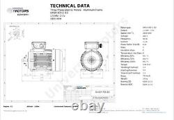 1.5kW (2HP) 3 Phase Universal Electric Motor 230V/400V 2 Pole 90S Frame B3