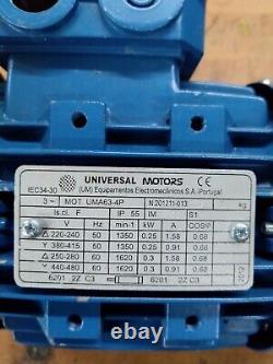 3 PHASE ELECTRIC MOTOR 0.25kW 1350RPM 1400RPM B5 FLANGE MOUNT UNIVERSAL UMA63-4P