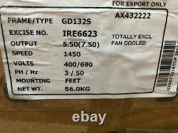5.50 KW Crompton Greaves Electric Motor 4 Pole 1450 RPM GD132S 230V 3 Phase B3