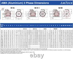 AMTEC Electric Motor 3 Phase Aluminum 0.09kW 4 Pole 1350rpm 56 Frame B14 Mount