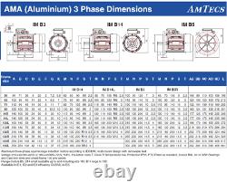 AMTEC Electric Motor 3 Phase Aluminum 0.25kW 6 Pole 900rpm 71 Frame B34 Mount