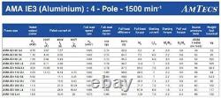 AMTEC Electric Motor 3 Phase Aluminum 0.75kW 4 Pole 1420rpm 80 Frame B35 Mount