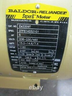 Baldor Em3309t 5hp Super-e Electric Motor 208-230/460v 3ph 1160rpm 215t Frame