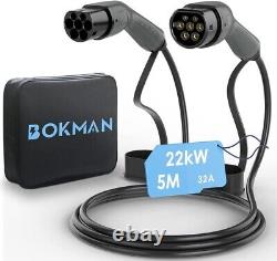 Bokman EV Type 2 Charging Cable 22kW 32A 5M Three Phase Electric Car Vehicle