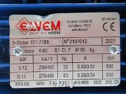 ELVEM 6T1 71B8 Three Phase 8 Pole Electric Motor 2021, B14 Mounting 50HZ NEW