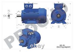 Electric Motor 3KW (4HP) 3 PHASE 2 POLE 2800rpm 3000rpm B3 90 Frame Size NEW