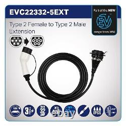 Electric Vehicle Type 2 Female to Male Extension 22 KW 32 Amp Three Phase 5Meter