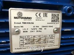 Motovario 3-Phase 3kW AC Electric Motor with BRAKE 1430RPM 4-Pole B5 Flange