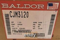 New Baldor 1.5 HP Ac Electric Motor 230/460 Vac 3 Phase 56j 3450 RPM Cjm3120