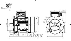 Three Phase 400v Electric Motor, 1.1Kw 6 pole 1500rpm with flange