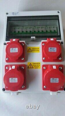 63 Amp 3 phase distribution board  RCD wall mounted Industrial CEE sockets, 