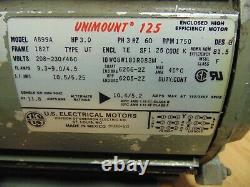 Unimount 125 High Efficiency Electric Motor 3 HP 182T 1750 RPM 3 PH 1-1/8