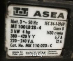 Vintage 4hp 3kw Thrige Titan ASEA Electric Motor 3 phase 1430rpm MT100LB28-4